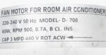 VOLTAS OUTDOOR AC MOTOR 65W D708 CODE 3180 - Image 2