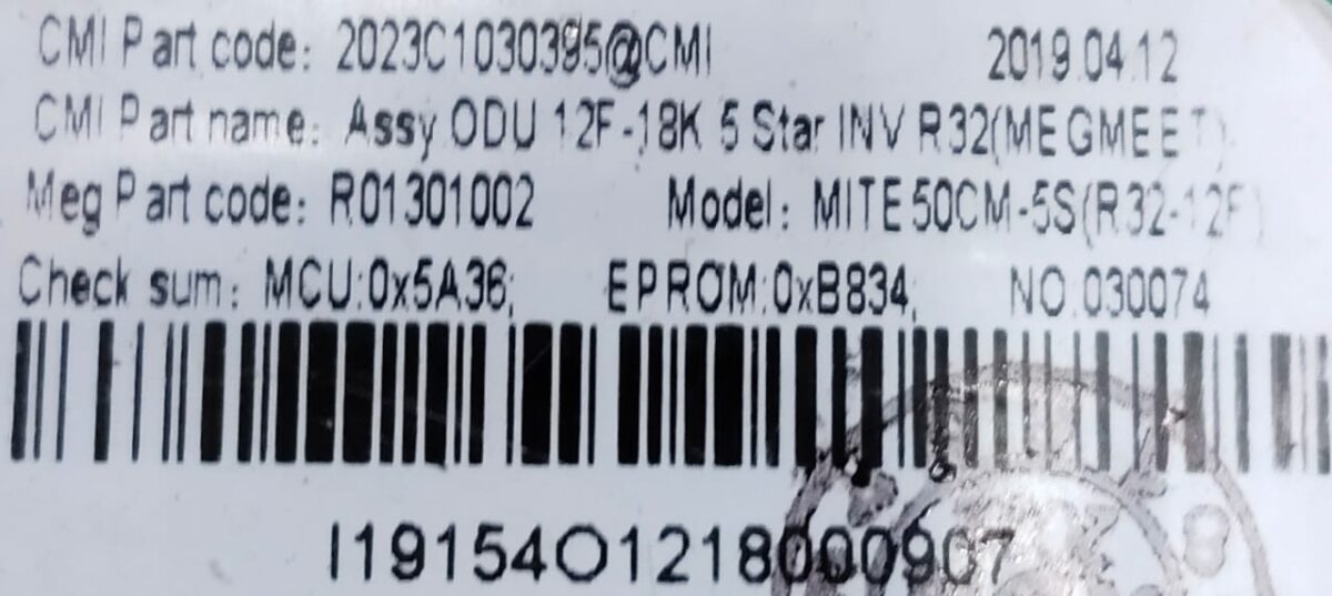 Midea Rctc Code CARRIER/MIDEA OUTDOOR PCB BLDC MOTOR MITP50CM-5S CODE 5378 REFURBISHED ...