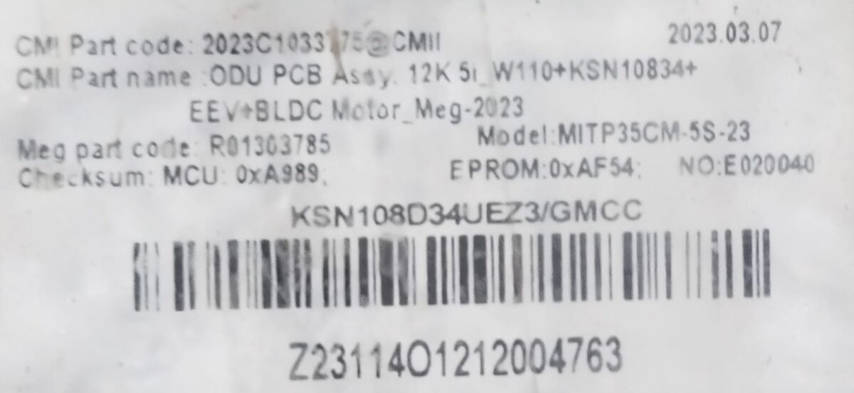 Midea Rctc Code CARRIER/MIDEA OUTDOOR PCB BLDC MOTOR MITP35CM-5S-23 / KSN108D34UEZ3 ...