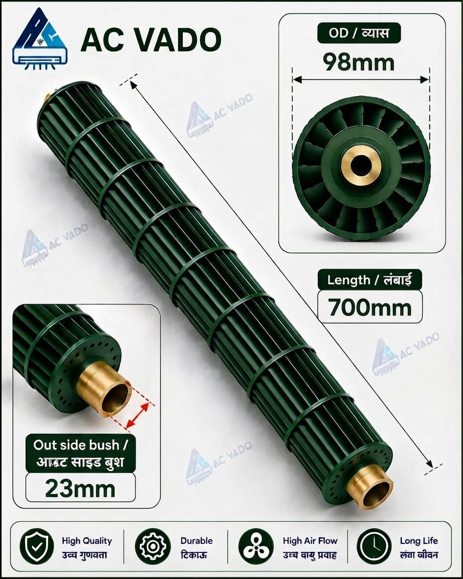 WhatsApp Image 2026-08-15 at 4.30.37 PM AIR CONDITIONER INDOOR BLOWER 700mm X 98mm, OUTSIDE BUSH 23MM CODE 12140 - Image 1