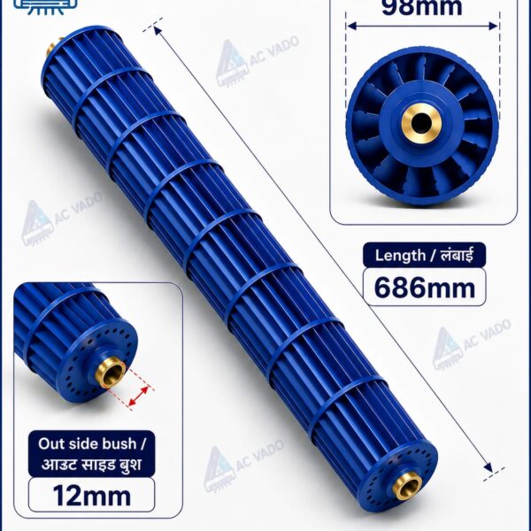 AIR CONDITIONER INDOOR BLOWER 686mm X 98mm, OUTSIDE BUSH 12MM CODE 12318