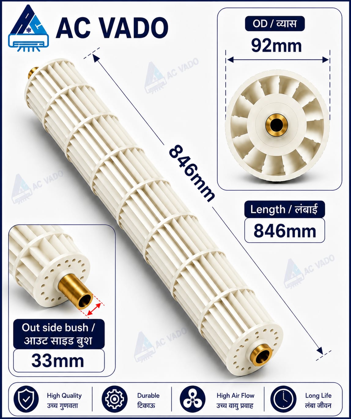WhatsApp Image 2026-08-17 at 5.22.53 PM AIR CONDITIONER INDOOR BLOWER 846mm X 92mm, OUTSIDE BUSH 33MM CODE 12380 - Image 1